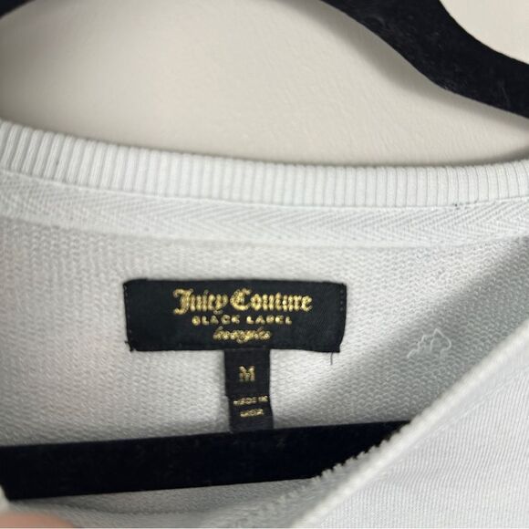 Juicy Couture Black Label Blue Crewneck Pullover Sweater Medium Ruffle Sleeves - Picture 3 of 4